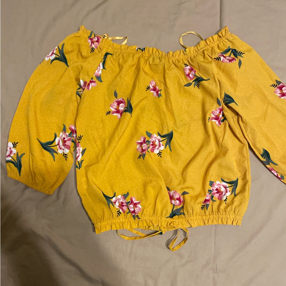 Yellow flower crop top